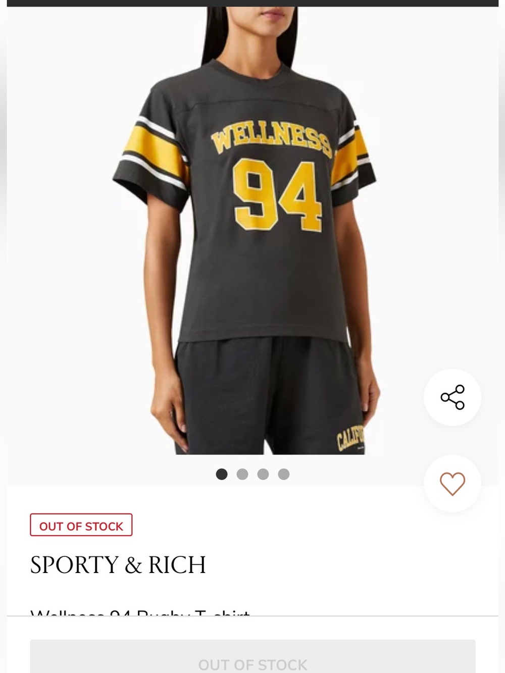 Sporty & Rich Kids Rugby Tee in Charcoal and Yellow